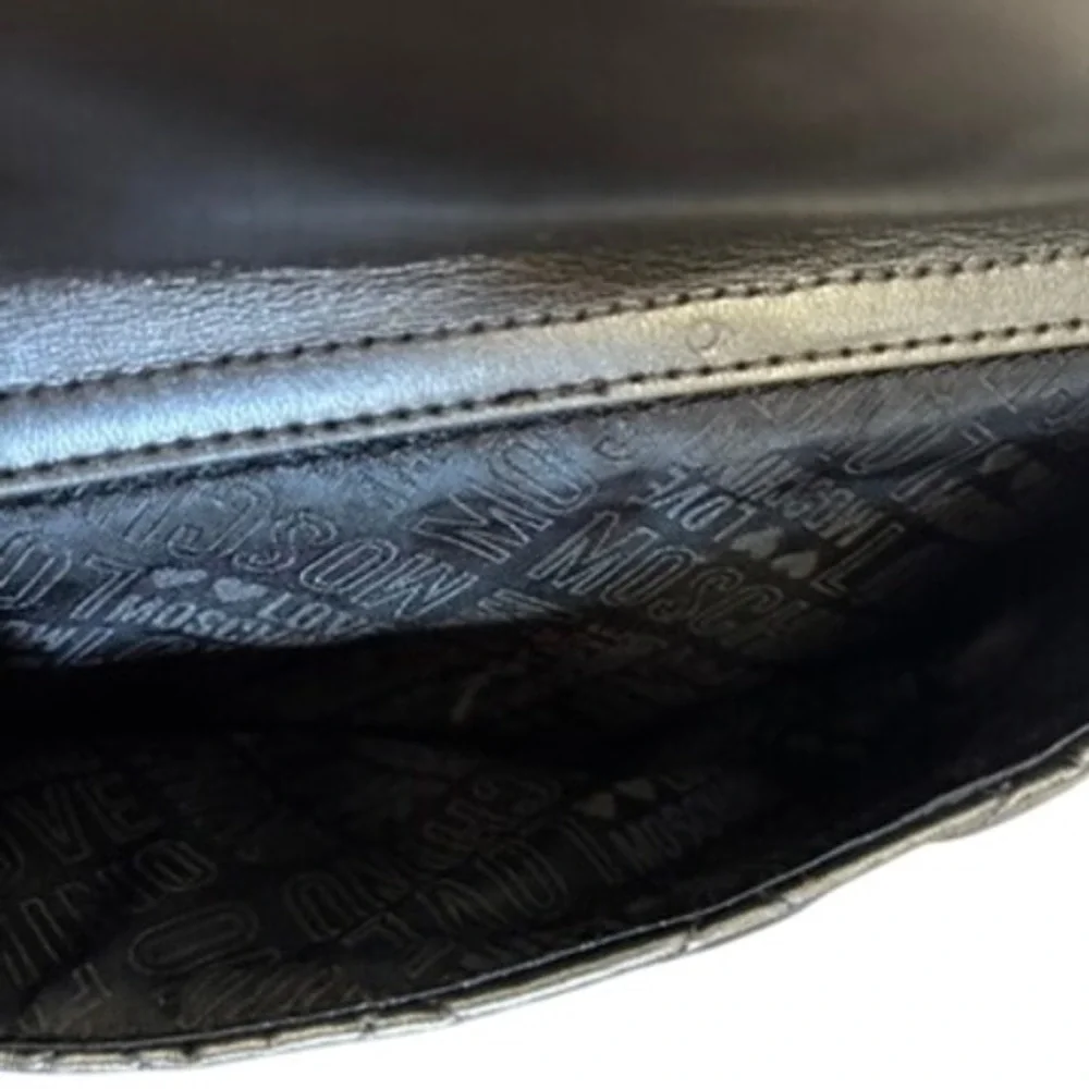 Love Moschino‎ Quilted Faux Leather Backpack Metallic Silver